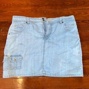 High waisted denim skort